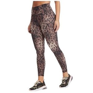 Fabletics Tan and Black Leopard Power-hold Leggings SzLg NWOT